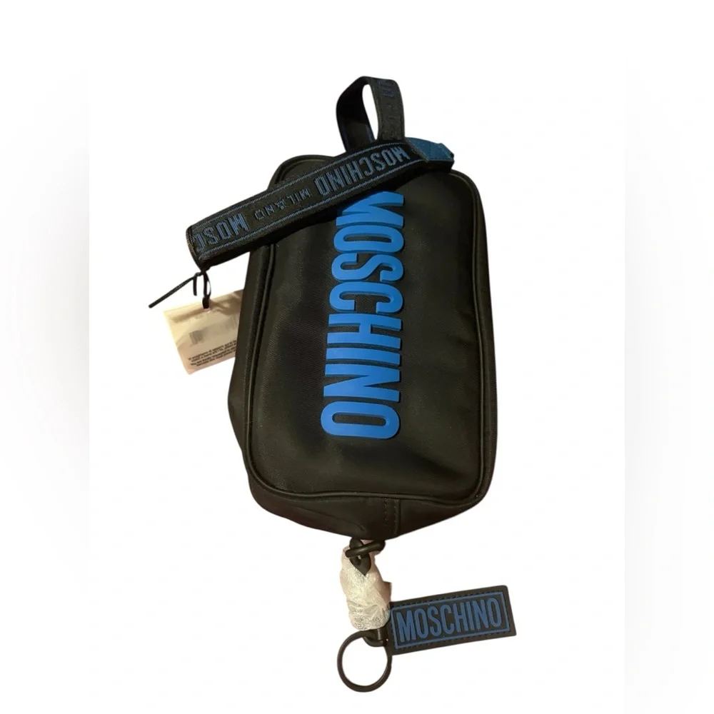 Moschino Logo Messenger Bag with Blue Logo New with Tags
